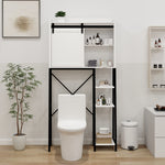 Over The Toilet Storage Cabinet, Bathroom Shelves Over Toilet with Sliding Barn Door,Adjustable Shelves and Side Storage Rack-White W282138090-djyc