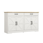 55.91" Large Farmhouse Buffet Cabinet Storage Sideboard with 2 Drawers and 4 Doors for Dining Living Room Kitchen Cupboard-White W282138082-djyc