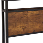 Full Size Metal Platform Bed Frame with Wooden Headboard and Footboard with USB,Charging Station,2 Drawers,LED Lights, No Box Spring Needed, Easy Assemble W311S00045-djyc