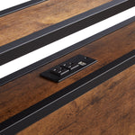 Full Size Metal Platform Bed Frame with Wooden Headboard and Footboard with USB,Charging Station,2 Drawers,LED Lights, No Box Spring Needed, Easy Assemble W311S00045-djyc