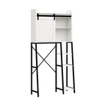 Over The Toilet Storage Cabinet, Bathroom Shelves Over Toilet with Sliding Barn Door,Adjustable Shelves and Side Storage Rack-White W282138090-djyc