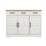 Farmhouse Buffet Cabinet Storage Sideboard with 3 Drawers and 3 Doors for Dining Living Room Kitchen Cupboard-White W282138084-djyc