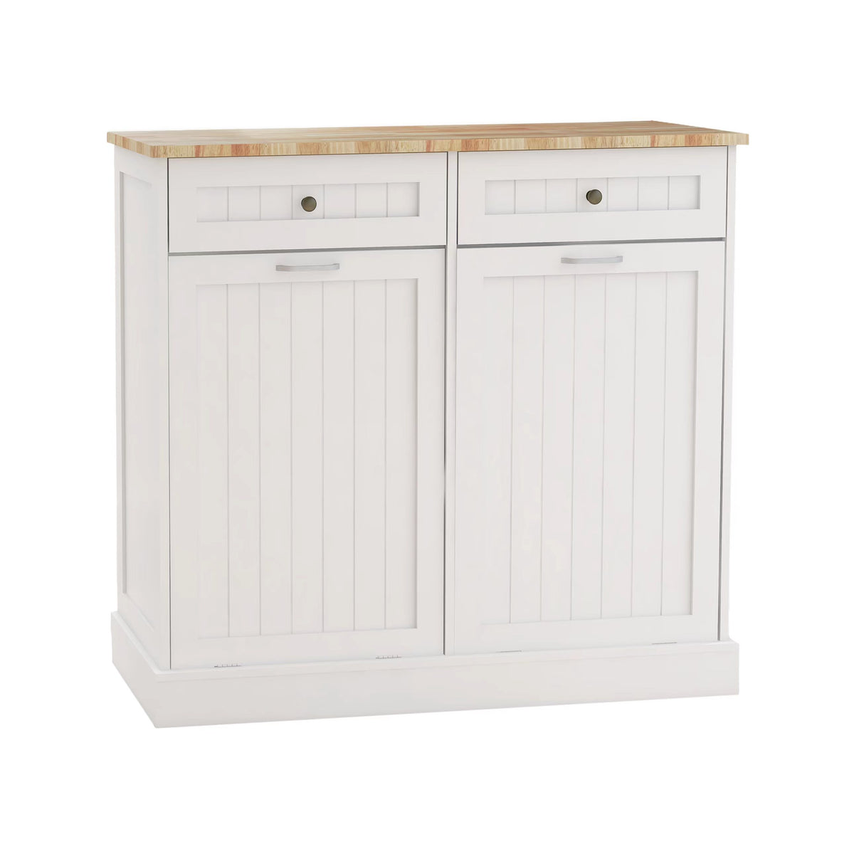 Two Drawers and Two-Compartment Tilt-Out Trash Cabinet Kitchen Trash Cabinet-White W282P160454-djyc