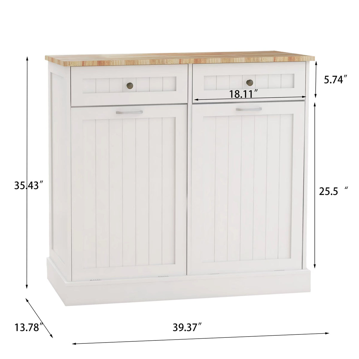 Two Drawers and Two-Compartment Tilt-Out Trash Cabinet Kitchen Trash Cabinet-White W282P160454-djyc
