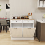 Two Drawers and Two-Compartment Tilt-Out Trash Cabinet Kitchen Trash Cabinet-White W282P160454-djyc