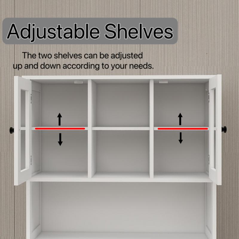 Two-Compartment Tilt-Out Dirty Laundry Basket Tall Bathroom Cabinet with 2 Adjustable Shelves-White W1120S00001-djyc