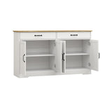 55.91" Large Farmhouse Buffet Cabinet Storage Sideboard with 2 Drawers and 4 Doors for Dining Living Room Kitchen Cupboard-White W282138080-djyc