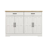 47.95" Farmhouse Buffet Cabinet Storage Sideboard with 2 Drawers and 4 Doors for Dining Living Room Kitchen Cupboard-White W282138088-djyc