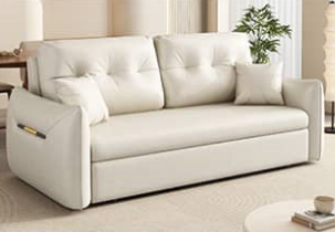 Luxurious Dark Leathaire Sofa in White Champagne Blue with Light Gray Accents – Perfect Blend of Comfort and Style fsx-1013