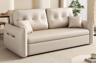 Luxurious Dark Leathaire Sofa in White Champagne Blue with Light Gray Accents – Perfect Blend of Comfort and Style fsx-1013