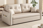 Luxurious Dark Leathaire Sofa in White Champagne Blue with Light Gray Accents – Perfect Blend of Comfort and Style fsx-1013