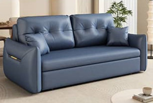 Luxurious Dark Leathaire Sofa in White Champagne Blue with Light Gray Accents – Perfect Blend of Comfort and Style fsx-1013