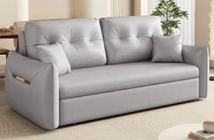 Luxurious Dark Leathaire Sofa in White Champagne Blue with Light Gray Accents – Perfect Blend of Comfort and Style fsx-1013