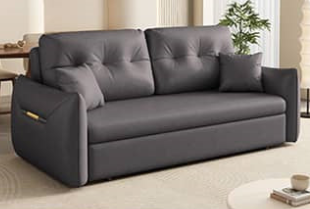 Luxurious Dark Leathaire Sofa in White Champagne Blue with Light Gray Accents – Perfect Blend of Comfort and Style fsx-1013