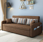 Stylish Cotton-Linen Sofa with Solid Wood Frame - Available in Orange, Dark Gray, Blue, Khaki, and Light Brown fsx-1004