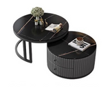 Modern Luxury Tea Table with Sintered Stone & Wood, White, Gray, Brown frg-501