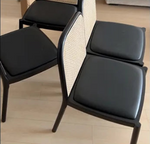 Sleek Ash Wood Dining Chair with Rattan Weaving & PU Leather Cushion fmus-4084