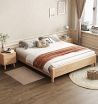 Luxurious Solid Wood Bed Frame in Natural Brown, White, Gray & Black Ash Finishes hglna-1444