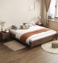 Luxurious Solid Wood Bed Frame in Natural Brown, White, Gray & Black Ash Finishes hglna-1444