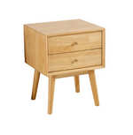 Stylish Natural Brown & White Bedside Cupboard - Rubber Wood & Pine Wood Construction hglna-1456
