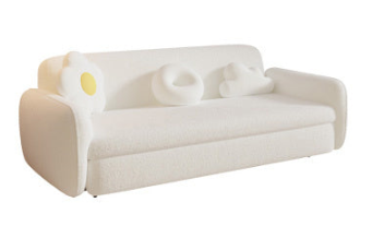 Stylish Home Decor: White Sofa with Green and Dark Gray Accents, Yellow Oak Wood Frame, and Cozy Fleece & Berber Rug Set fxl-962