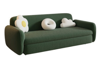 Stylish Home Decor: White Sofa with Green and Dark Gray Accents, Yellow Oak Wood Frame, and Cozy Fleece & Berber Rug Set fxl-962