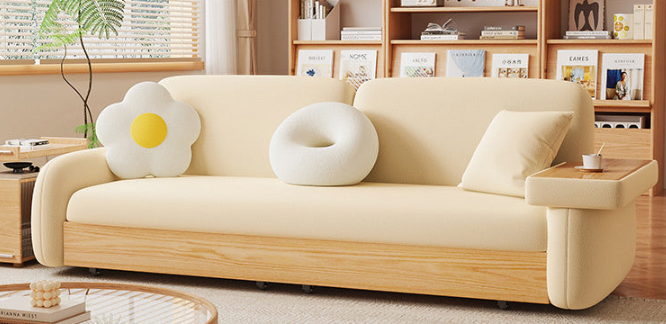 Stylish Sofa with Natural Beige and Brown Tones Featuring Oak Wood Frame & Coir Padding fxl-965
