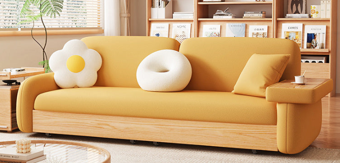 Stylish Sofa with Natural Beige and Brown Tones Featuring Oak Wood Frame & Coir Padding fxl-965