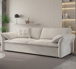 Luxurious Beige and Blue Solid Wood Sofa with Light Brown Accents and Dark Gray Detailing - Premium Cotton Down Upholstery hyt-1236