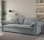 Luxurious Beige and Blue Solid Wood Sofa with Light Brown Accents and Dark Gray Detailing - Premium Cotton Down Upholstery hyt-1236
