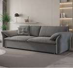 Luxurious Beige and Blue Solid Wood Sofa with Light Brown Accents and Dark Gray Detailing - Premium Cotton Down Upholstery hyt-1236