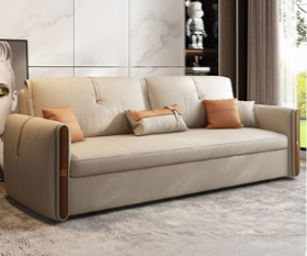 Modern Multicolor Sofa with Solid Wood Frame and Leathaire Cotton Blend Upholstery hyt-1237