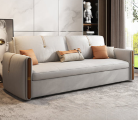 Modern Multicolor Sofa with Solid Wood Frame and Leathaire Cotton Blend Upholstery hyt-1237