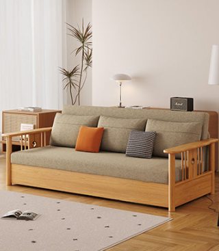 Modern Sofa with Vibrant Colors: Yellow, Light Brown, Gray, Orange & Blue - Premium Cotton-Linen Upholstery & Dark Ash Wood Frame hyt-1429