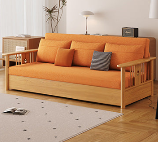 Modern Sofa with Vibrant Colors: Yellow, Light Brown, Gray, Orange & Blue - Premium Cotton-Linen Upholstery & Dark Ash Wood Frame hyt-1429