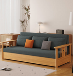 Modern Sofa with Vibrant Colors: Yellow, Light Brown, Gray, Orange & Blue - Premium Cotton-Linen Upholstery & Dark Ash Wood Frame hyt-1429