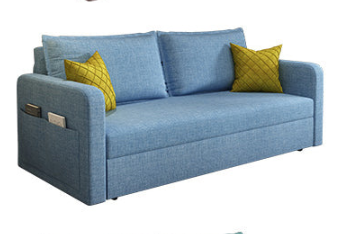 Modern Solid Wood Sofa in Dark Gray, Pink, Blue, and Light Khaki with Cotton-Linen Upholstery hyt-1239