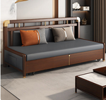 Modern Solid Wood Sofa with Yellow, Light Gray, Dark Brown, Orange, Green, and Blue Faux Leather hyt-1431