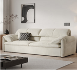 Stylish Solid Wood Sofa with Cotton and Down Cushions in Dark Gray and Beige hyt-1238