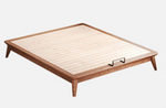 Elegant Bed Frame in Natural Wood with White and Light Brown Ash Wood Accents fjjj-1656