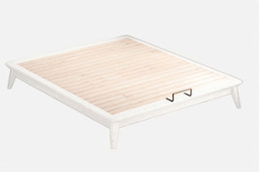 Elegant Bed Frame in Natural Wood with White and Light Brown Ash Wood Accents fjjj-1656