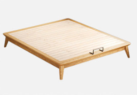 Elegant Bed Frame in Natural Wood with White and Light Brown Ash Wood Accents fjjj-1656