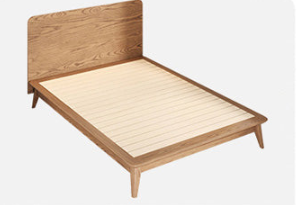 Elegant Light Brown Bed Frame in Natural Ash Wood Finish fjjj-1659