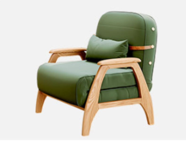 Stylish Beige Sofa with Natural Wood Accents - Comfortable Down and Faux Leather Finish fjjj-1661