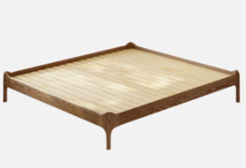 Stylish Light Brown Bed with Natural Wood Accents - Premium Ash Wood Frame fjjj-1655