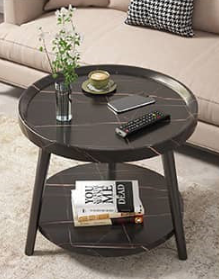 Chic Modern Tea Table: Elegant Brown, Black, and White Multi-Tone for Contemporary Living fxjc-923