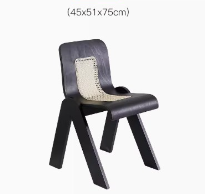 Elegant Beech Wood Chair with Black and Brown Rattan Weaving yw-197