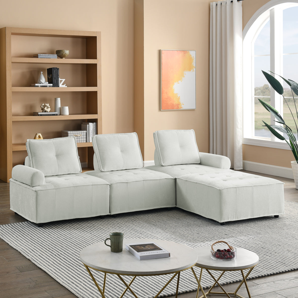 L-Shape Modular Sectional Sofa, DIY Combination, Chenille W487S00185-djyc