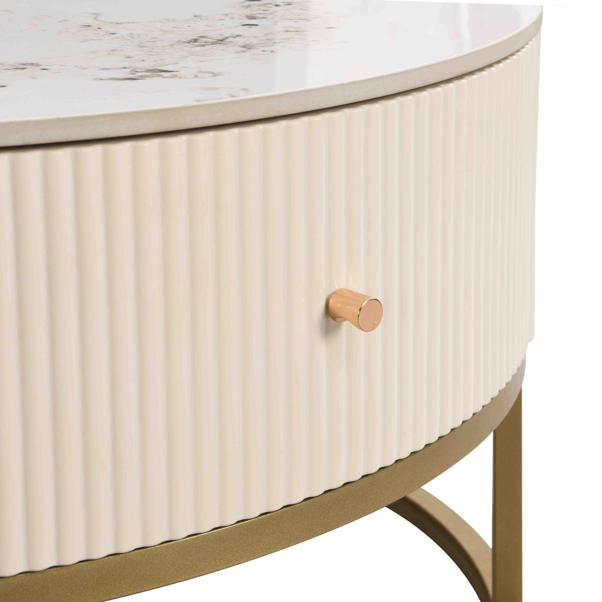 31.5 Inch Modern Round Coffee Table with Drawers, Marble Table with Storage, Coffee Table for Living Room W821P184399-djyc