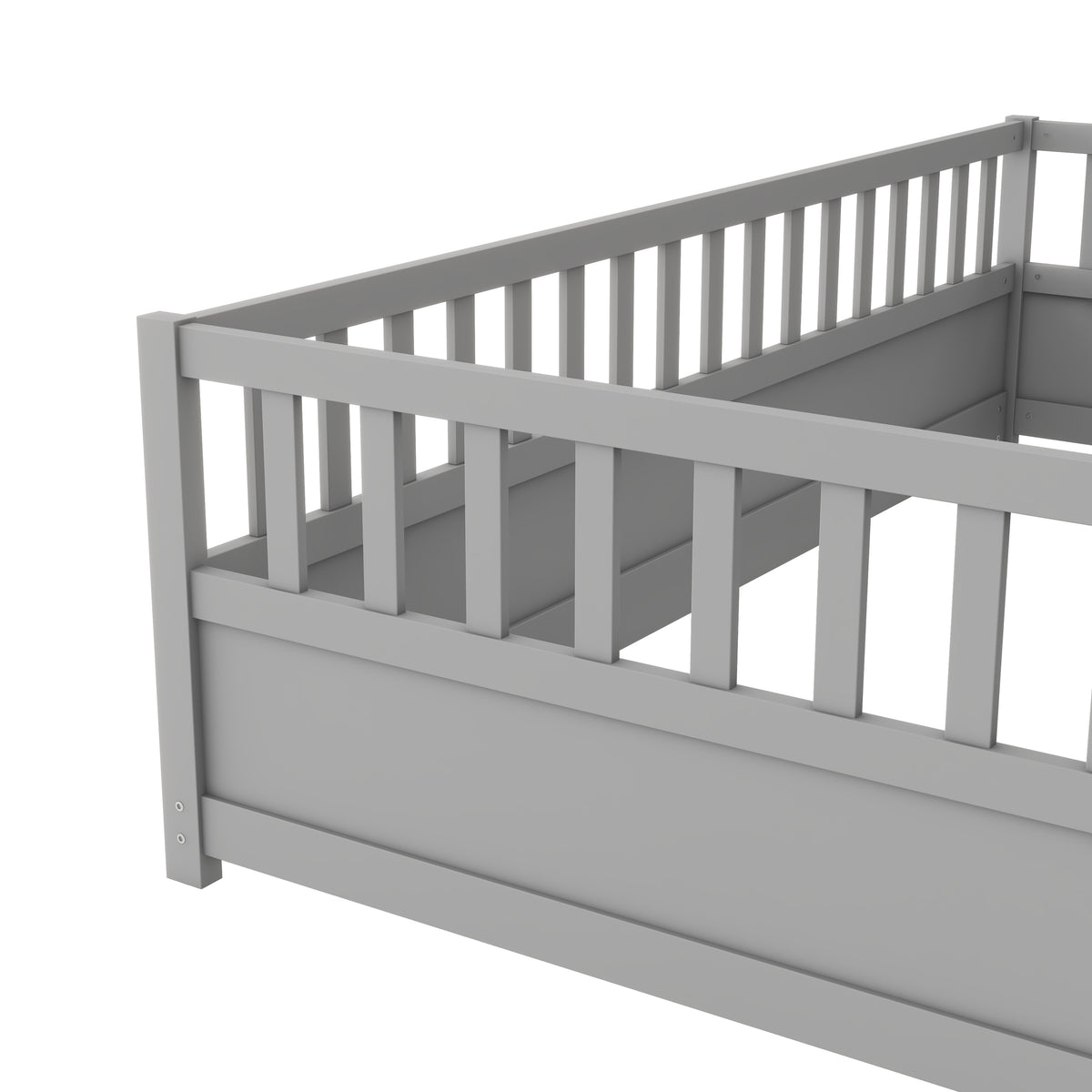 Twin Size Floor bed, integral construction with super high security barrier, door, children's floor bed frame, Montessori wooden children's floor bed,Grey W1858P164928-djyc